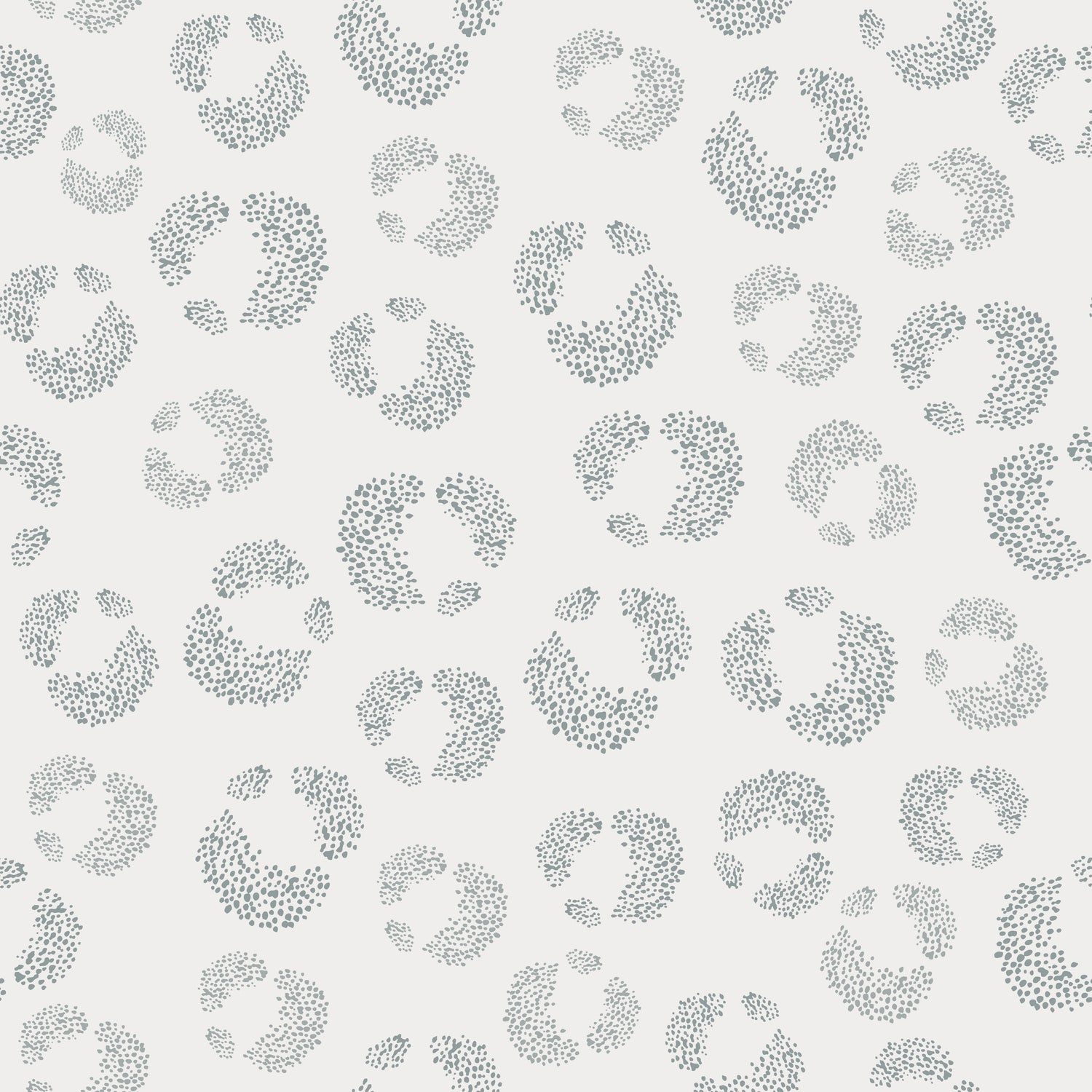 The Hallie Leopard Print Wallpaper in Light Blue features a seamless, playful repeat pattern of blue-gray dotted circles on white—a modern take on classic leopard print wallpaper.