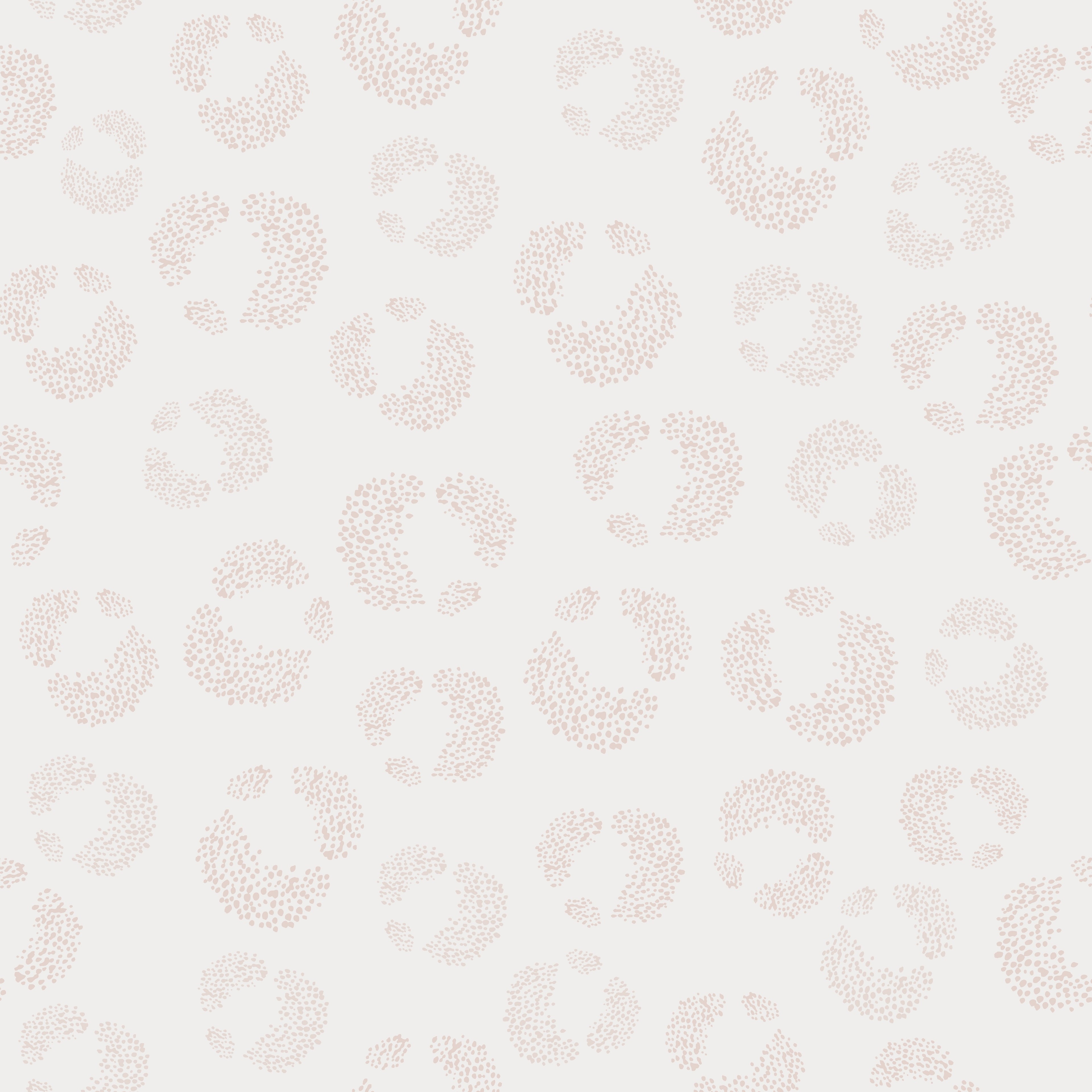 The Hallie Leopard Print Wallpaper Repeat Pattern in light pink features seamless dotted circular shapes on a white background, creating a soft, abstract look—ideal for those who prefer subtle statement wallpaper.