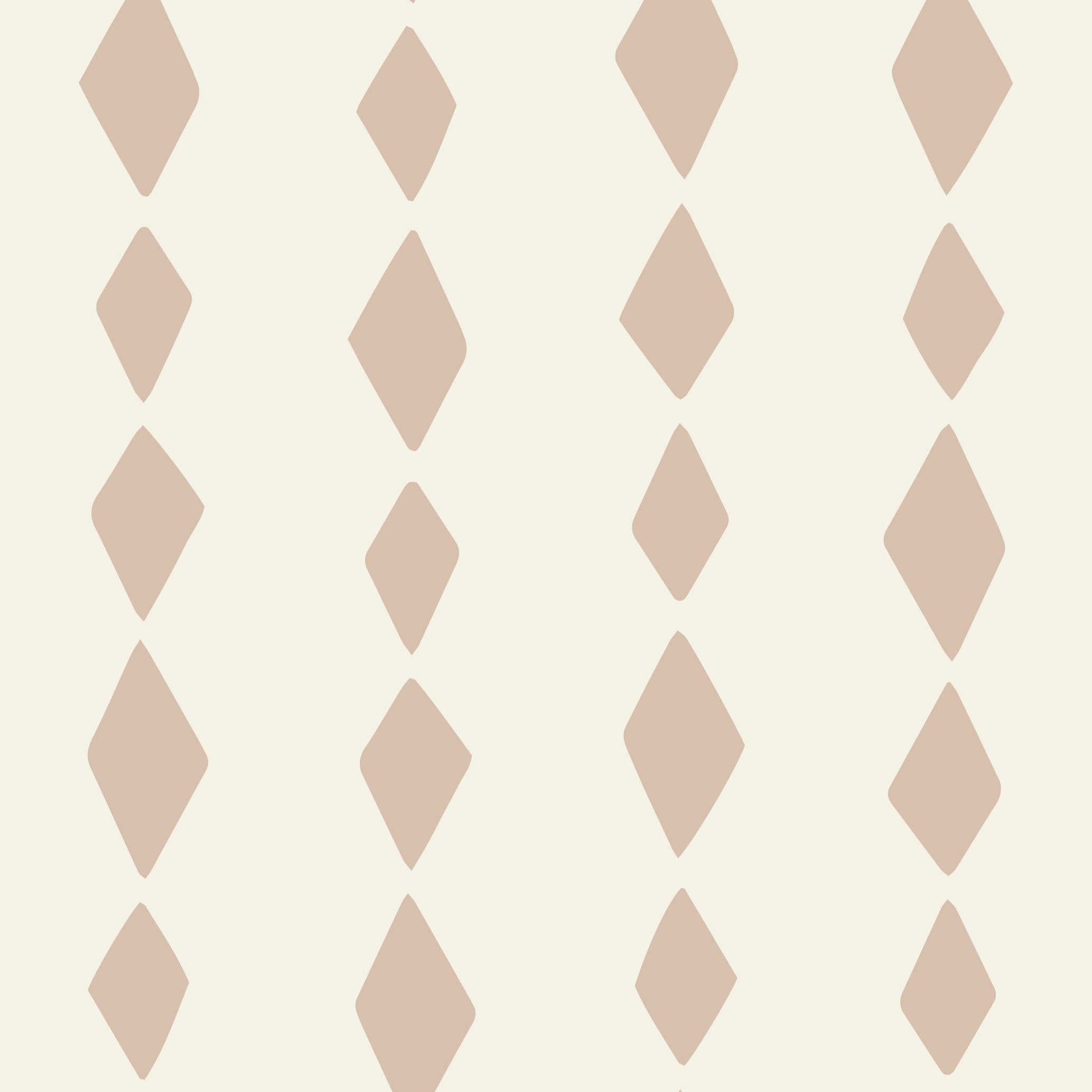 The Jolly Jester Wallpaper, Pink features a repeating harlequin pattern of light brown diamonds in vertical columns on an off-white background.