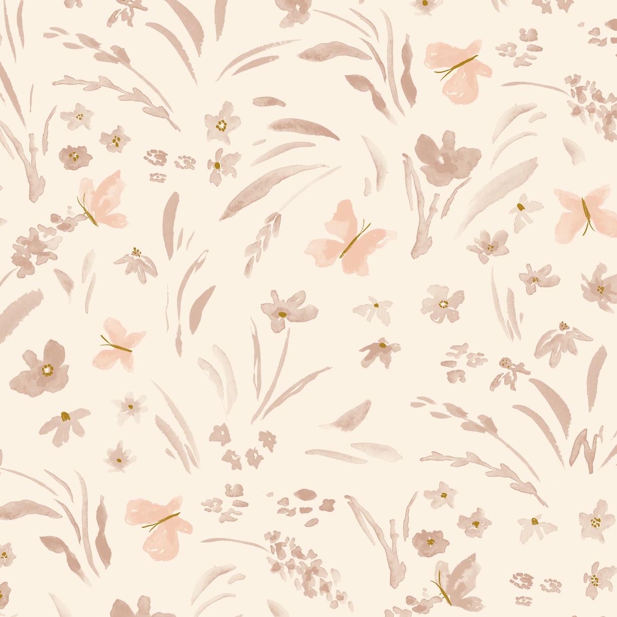 Butterfly Meadowland Wallpaper Repeat Pattern Dune - Munks and Me Wallpaper