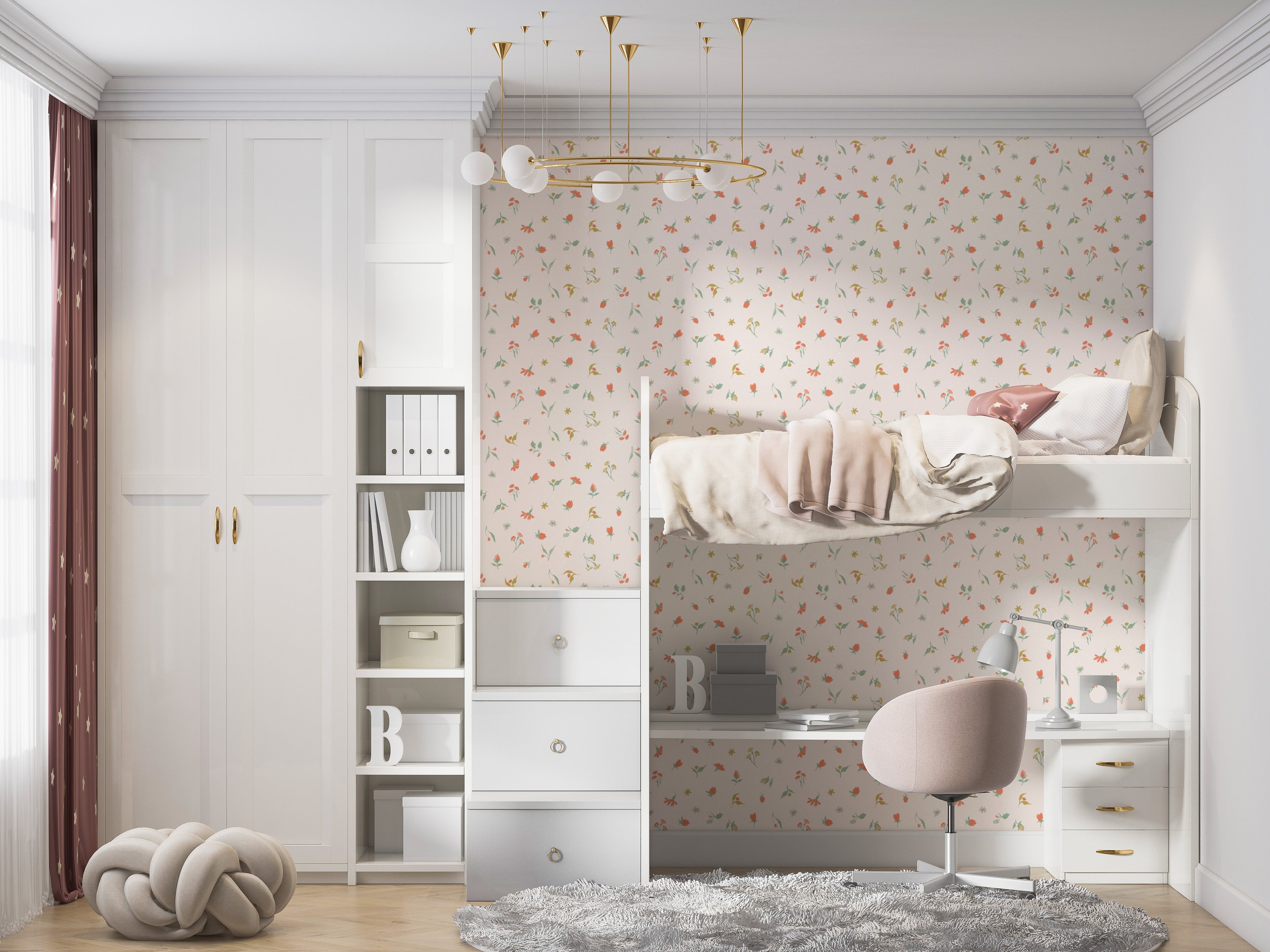 Lucys Spring Buds Wallpaper Repeat Pattern - Munks and Me Wallpaper