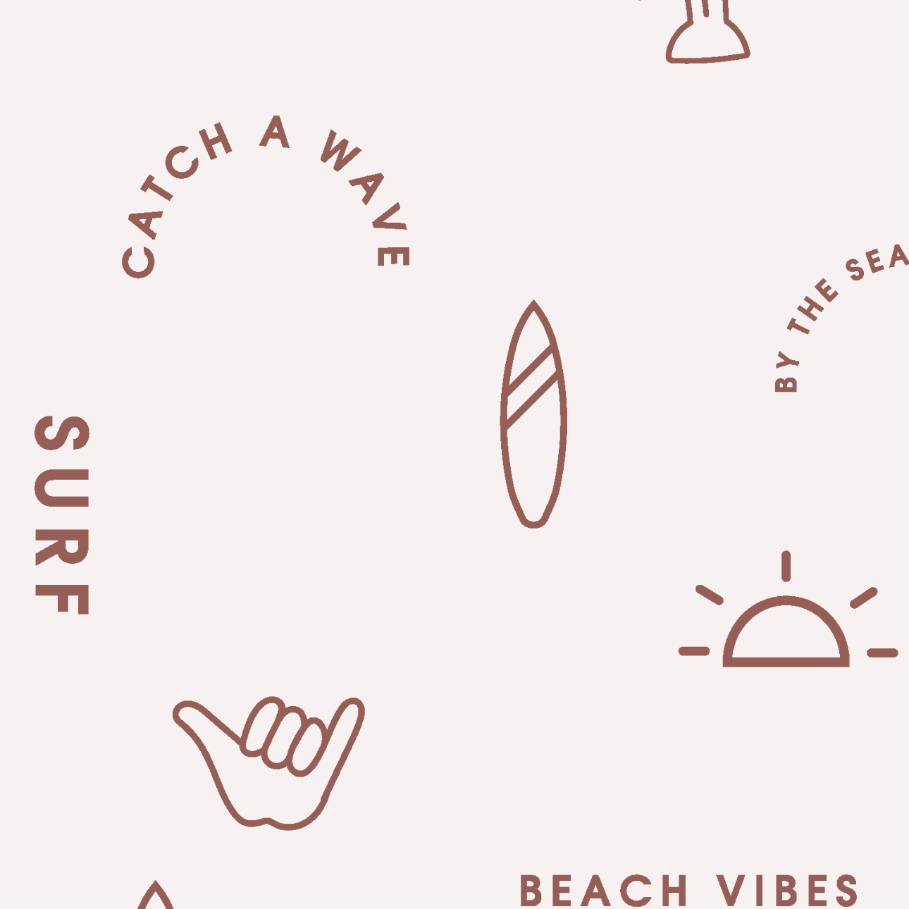 Beach Vibes Wallpaper Repeat Pattern | Rust - Munks and Me Wallpaper
