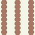 The Scallop Stripe Wallpaper Mocha by munks and me features vertical rows of mocha circles on a light cream background, creating an evenly spaced, symmetrical design perfect for adding a cozy touch to a nursery.