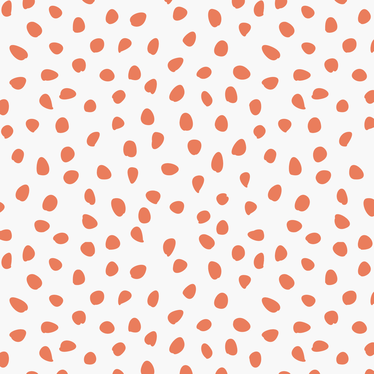 The Cherry Red Sprinkle Wallpaper Sample features a playful, abstract pattern of scattered, irregular orange dots on a white background. The dots vary in size and shape, captivating with their charming design.