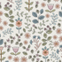 Ditsy Blooms Wallpaper Repeat Pattern features hand-drawn flowers and leaves in soft pastel colors on a light background, creating a seamless, delicate, and whimsical decor with varied blooms and foliage shapes.