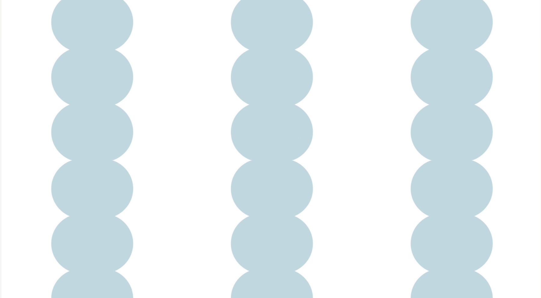 The Custom Blue Scallop Stripe V2 | Sample features three vertical stripes of overlapping light blue circles on a white background, offering refined color quality for a crisp, modern style.