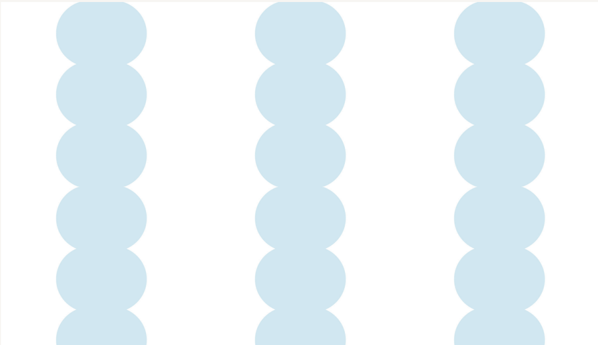 The Custom Blue Scallop Stripe V1 | Sample features light blue circles in three vertical columns of five, creating a crisp wallpaper pattern on a white background.