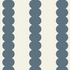 Vertical rows of overlapping blue-gray circles form three columns on an off-white background, creating the Scallop Stripe Wallpaper Deep Blue—ideal for a soothing palette and gentle nursery atmosphere.