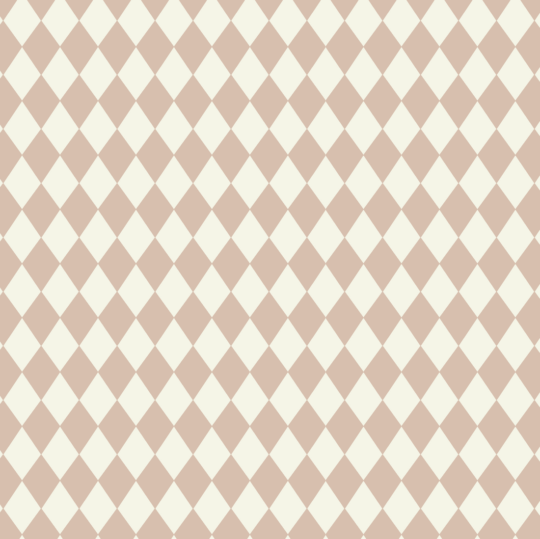 The Diamond Dancer Wallpaper Sample, Rose, showcases light brown and off-white diamonds in a diagonal checkerboard grid for a classic geometric look and refined wallpaper quality.
