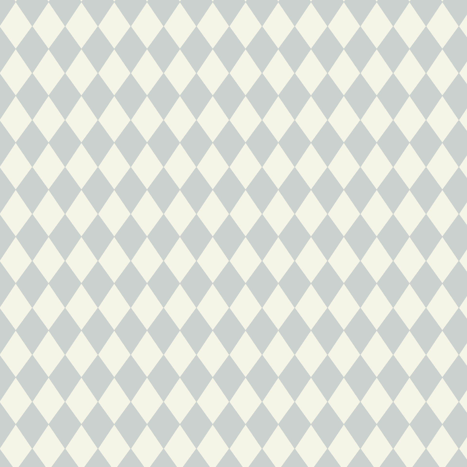 Diamond Dancer Wallpaper, Blue features a seamless pattern of alternating light gray and off-white harlequin diamonds for a classic checkerboard design—perfect for artisanal interiors.