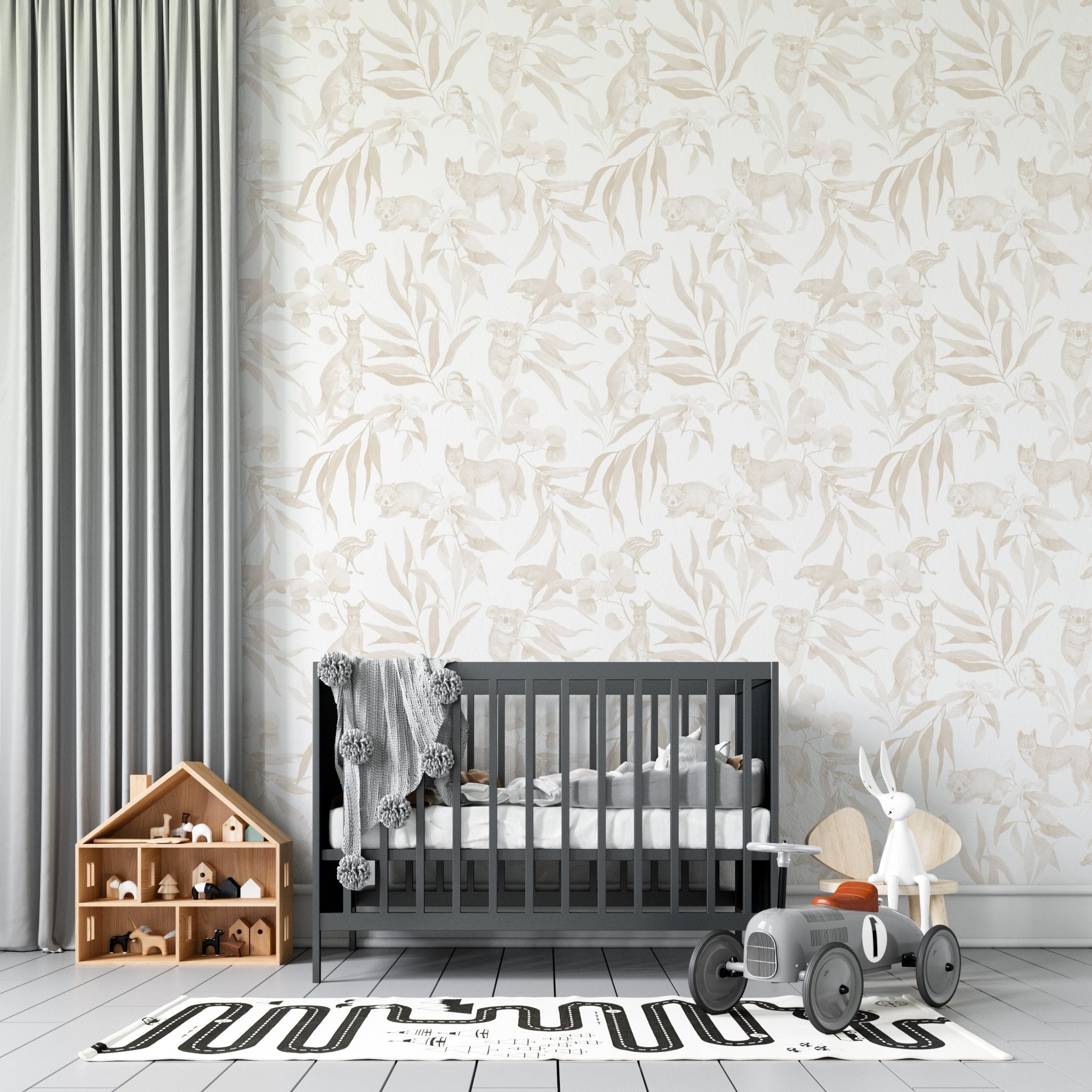 Australia Animal Wallpaper Neutral | Sample - Munks and Me Wallpaper