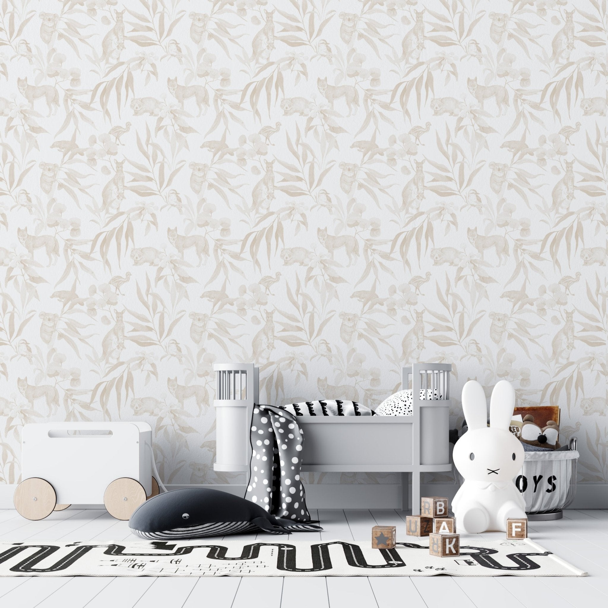 Australia Animal Wallpaper Neutral | Sample - Munks and Me Wallpaper