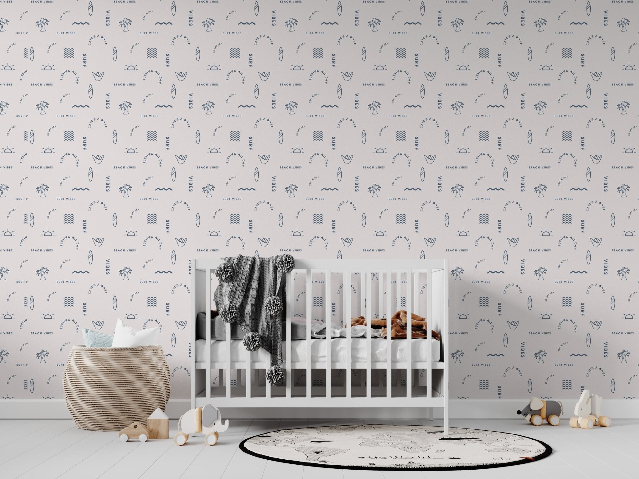 Beach Vibes Repeat Pattern Blue | Sample - Munks and Me Wallpaper