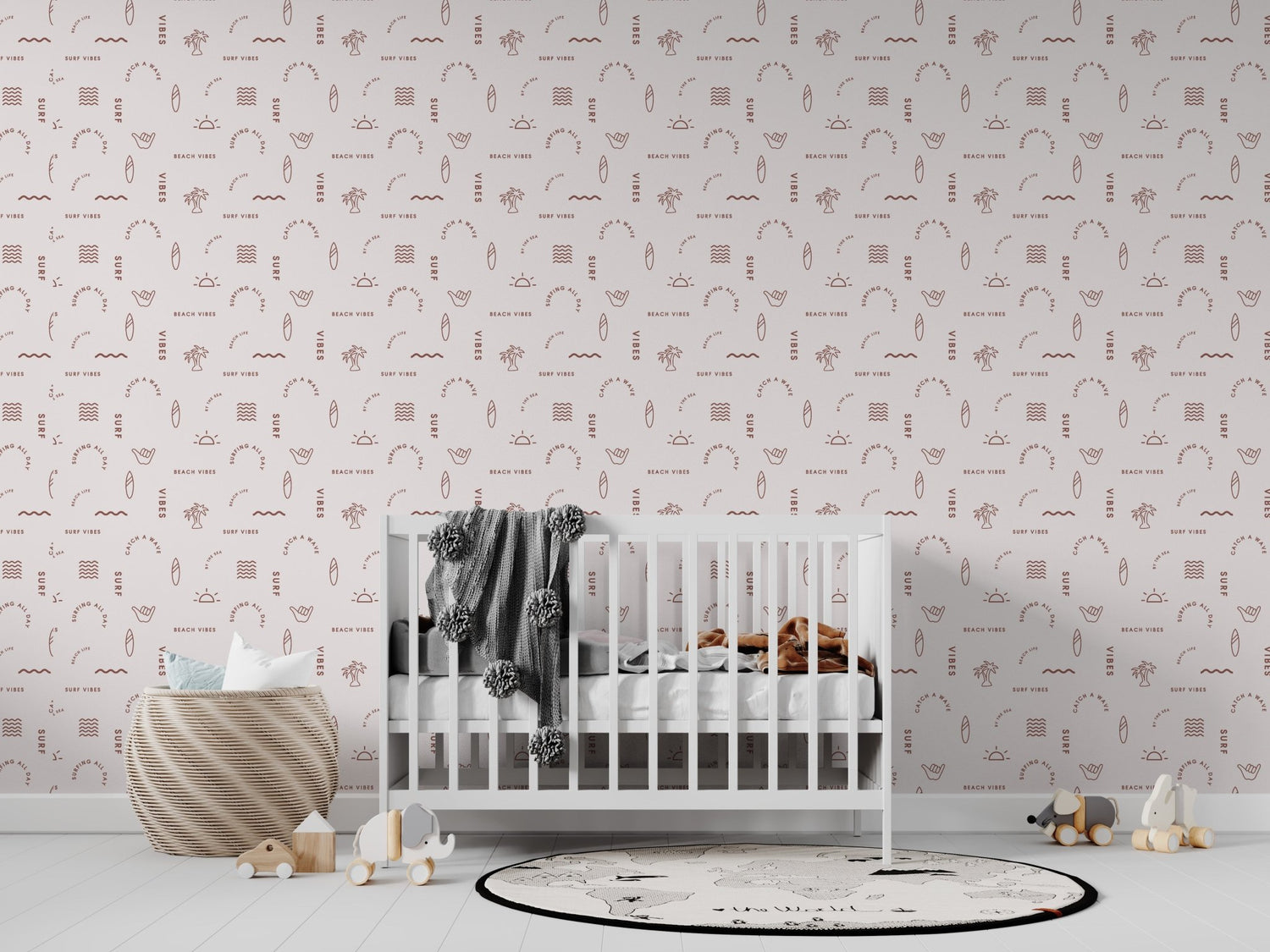 Beach Vibes Repeat Pattern Rust  | Sample - Munks and Me Wallpaper
