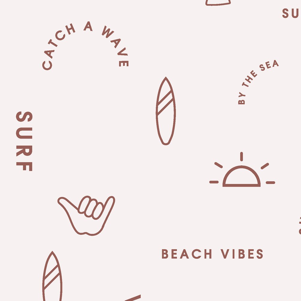 Beach Vibes Repeat Pattern Rust | Sample - Munks and Me Wallpaper