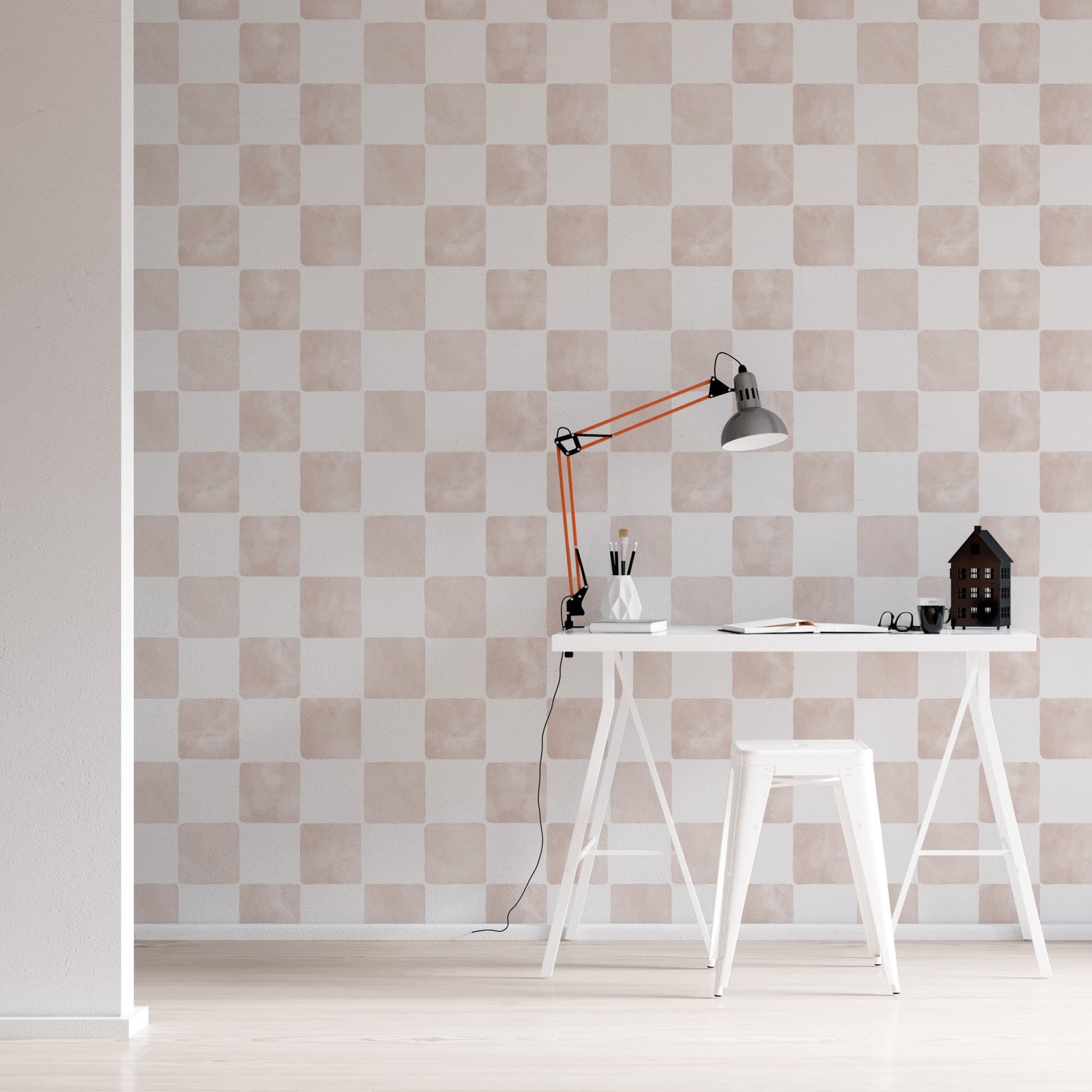 Billys Checkered  Wallpaper Pink | Sample - Munks and Me Wallpaper