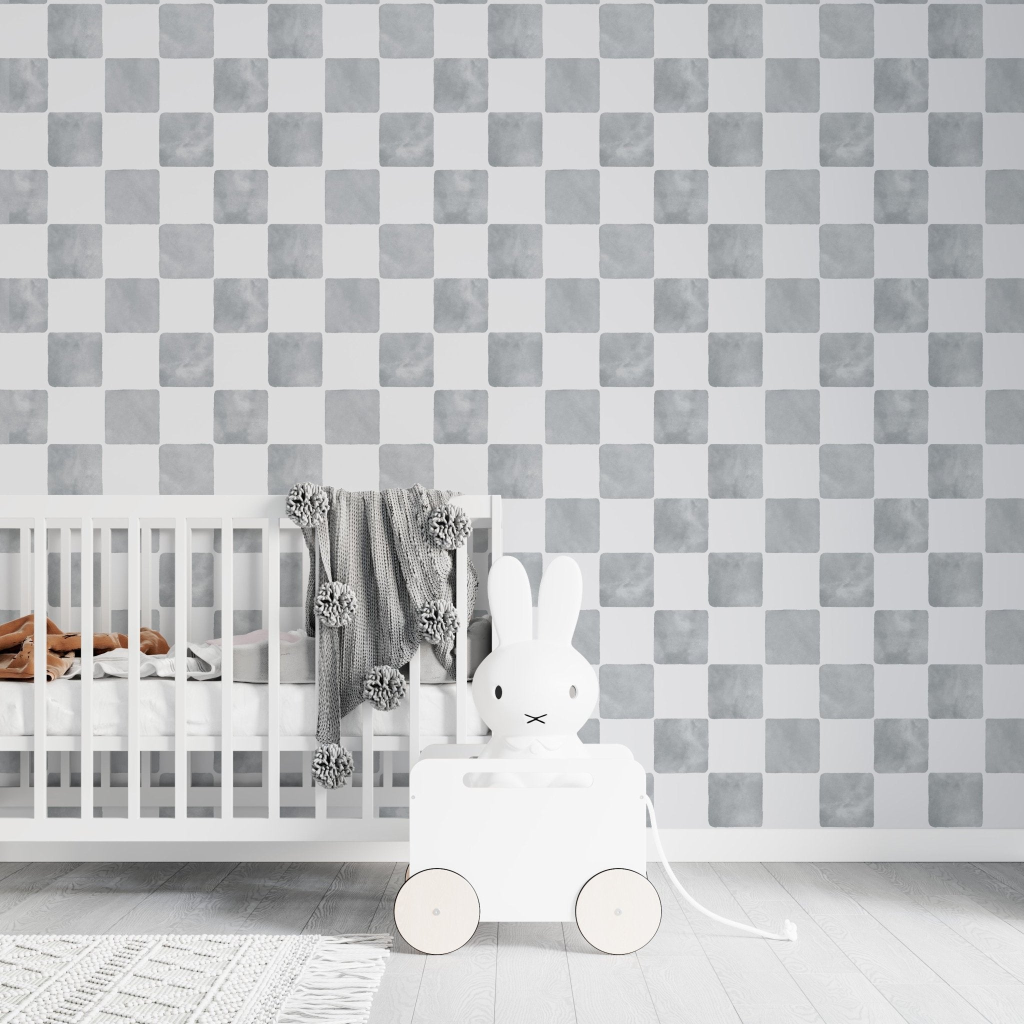 Billys Checkered Wallpaper Repeat Pattern | Blue - Munks and Me Wallpaper