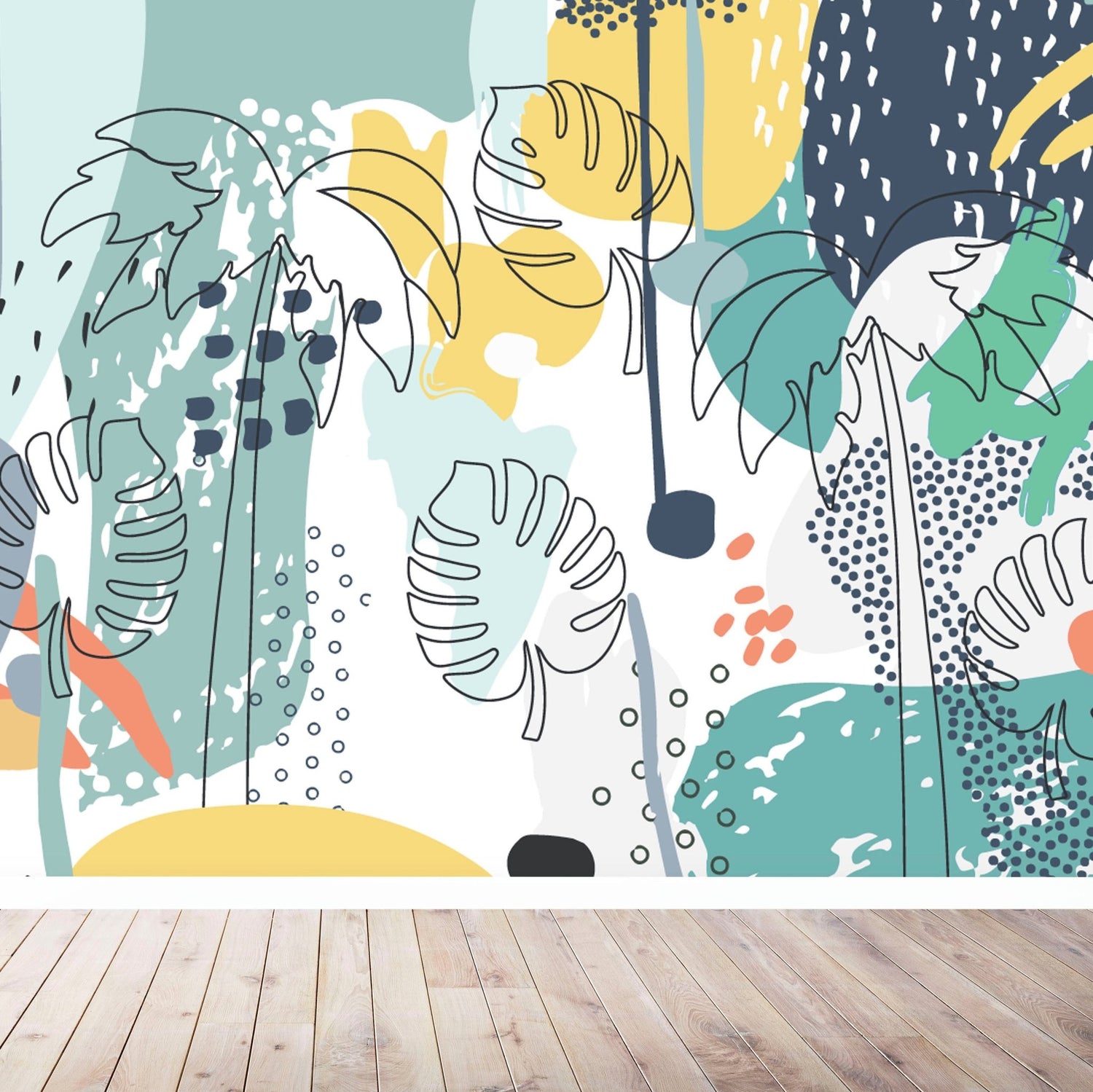 Blue Tropical Splash Wallpaper | Sample - Munks and Me Wallpaper