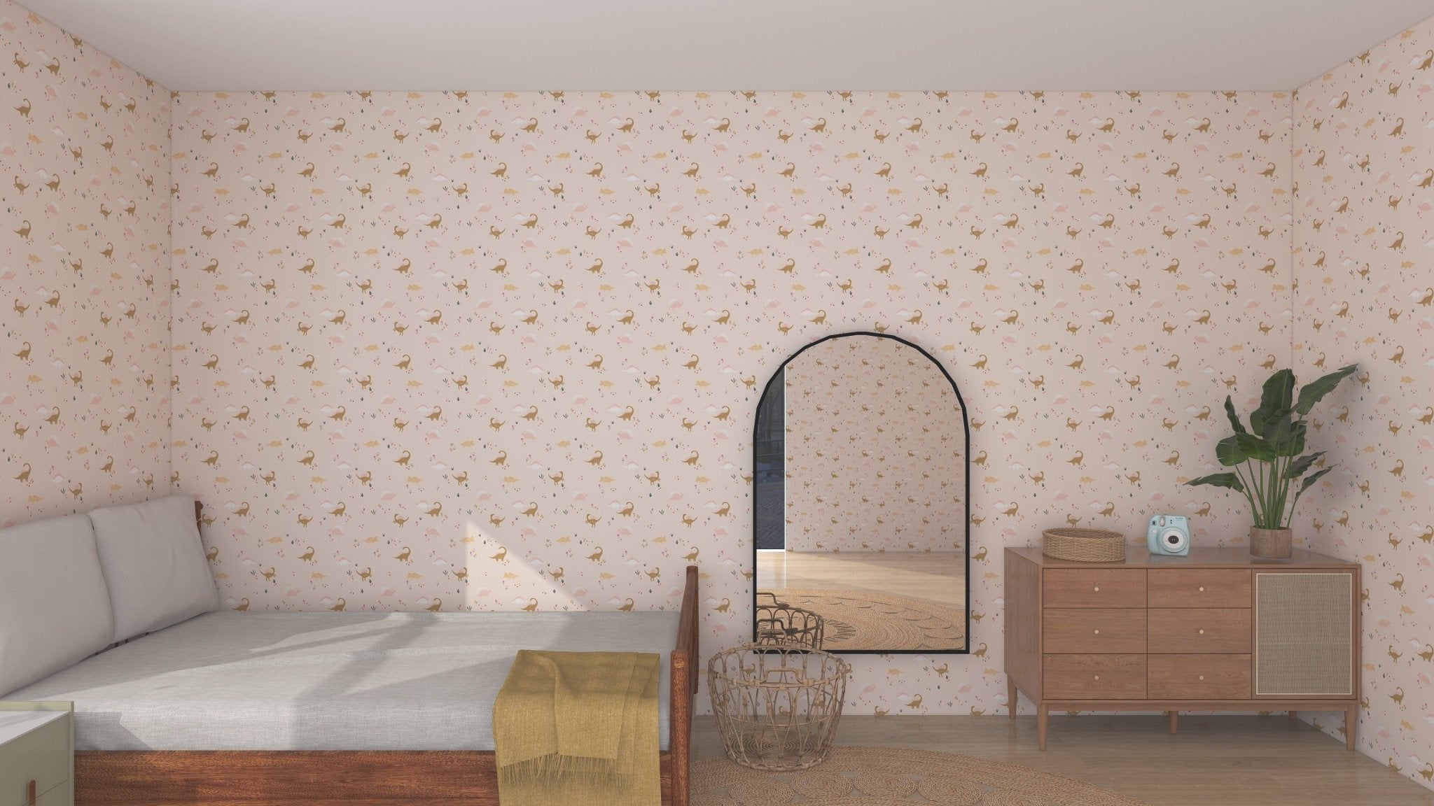 Dixie Dinosaur Repeat Pattern Wallpaper - Munks and Me Wallpaper