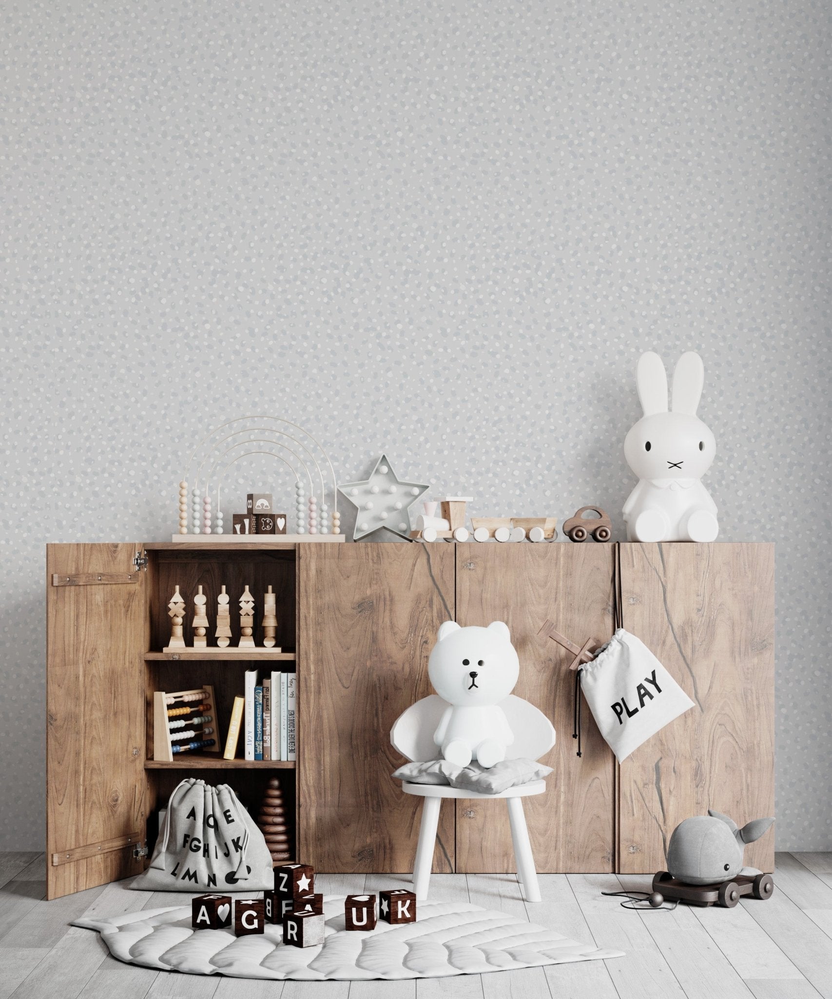 Esmes Painted Dots Wallpaper Repeat Pattern Dove - Munks and Me Wallpaper