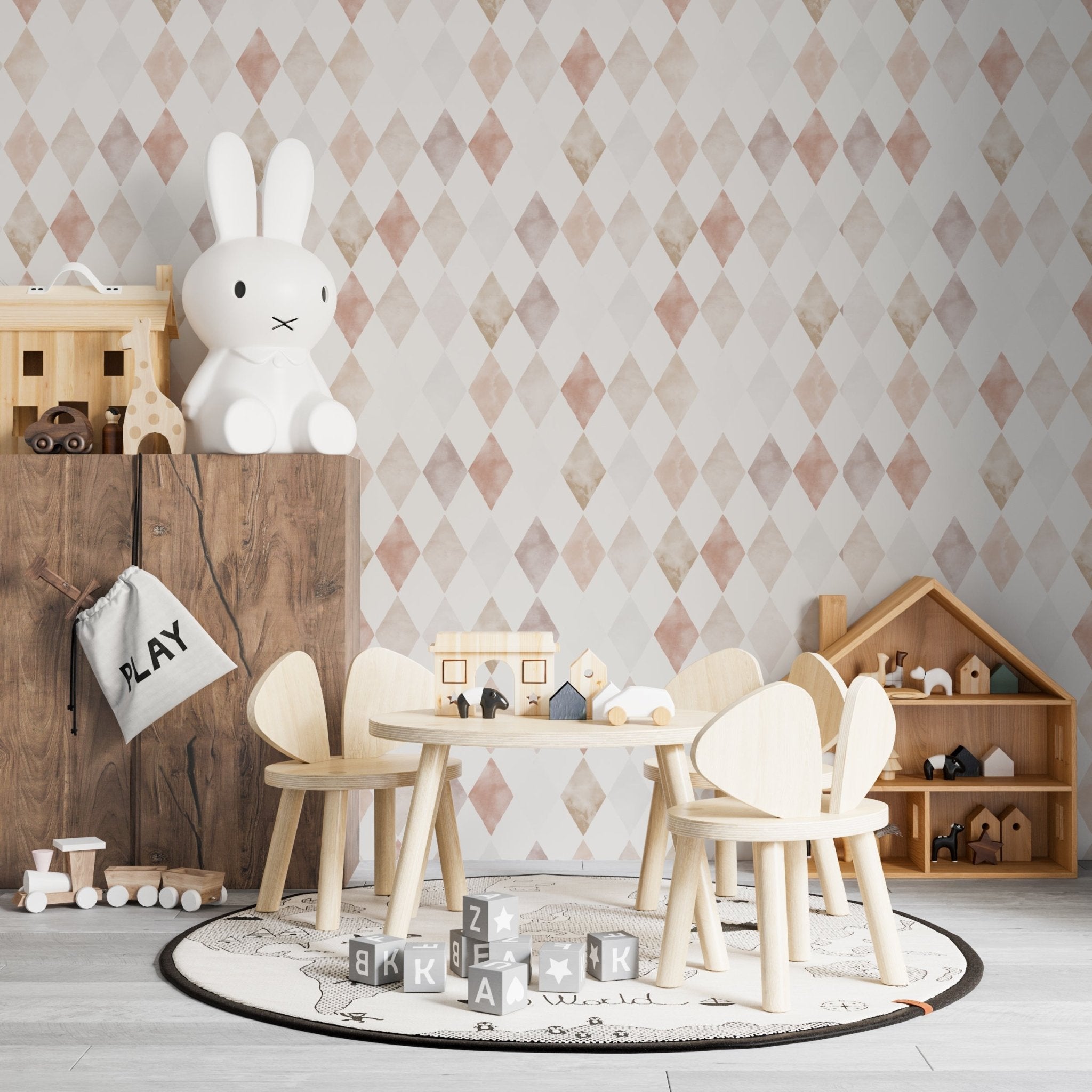 Harlequin Watercolour Wallpaper Repeat Pattern | Pink - Munks and Me Wallpaper