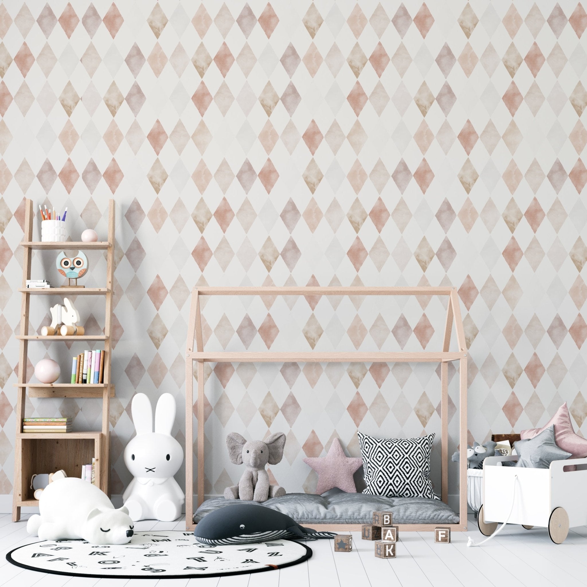 Harlequin Watercolour Wallpaper Repeat Pattern | Pink - Munks and Me Wallpaper