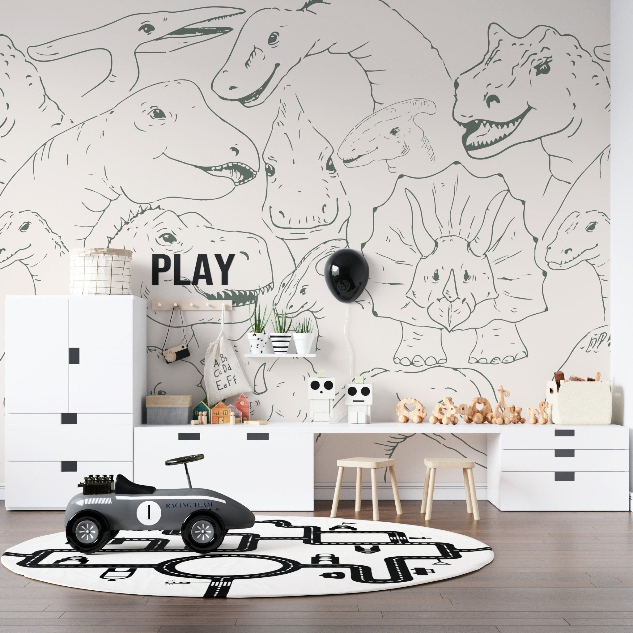 Jurassic Dinosaur Mural Wallpaper | Sample - Munks and Me Wallpaper