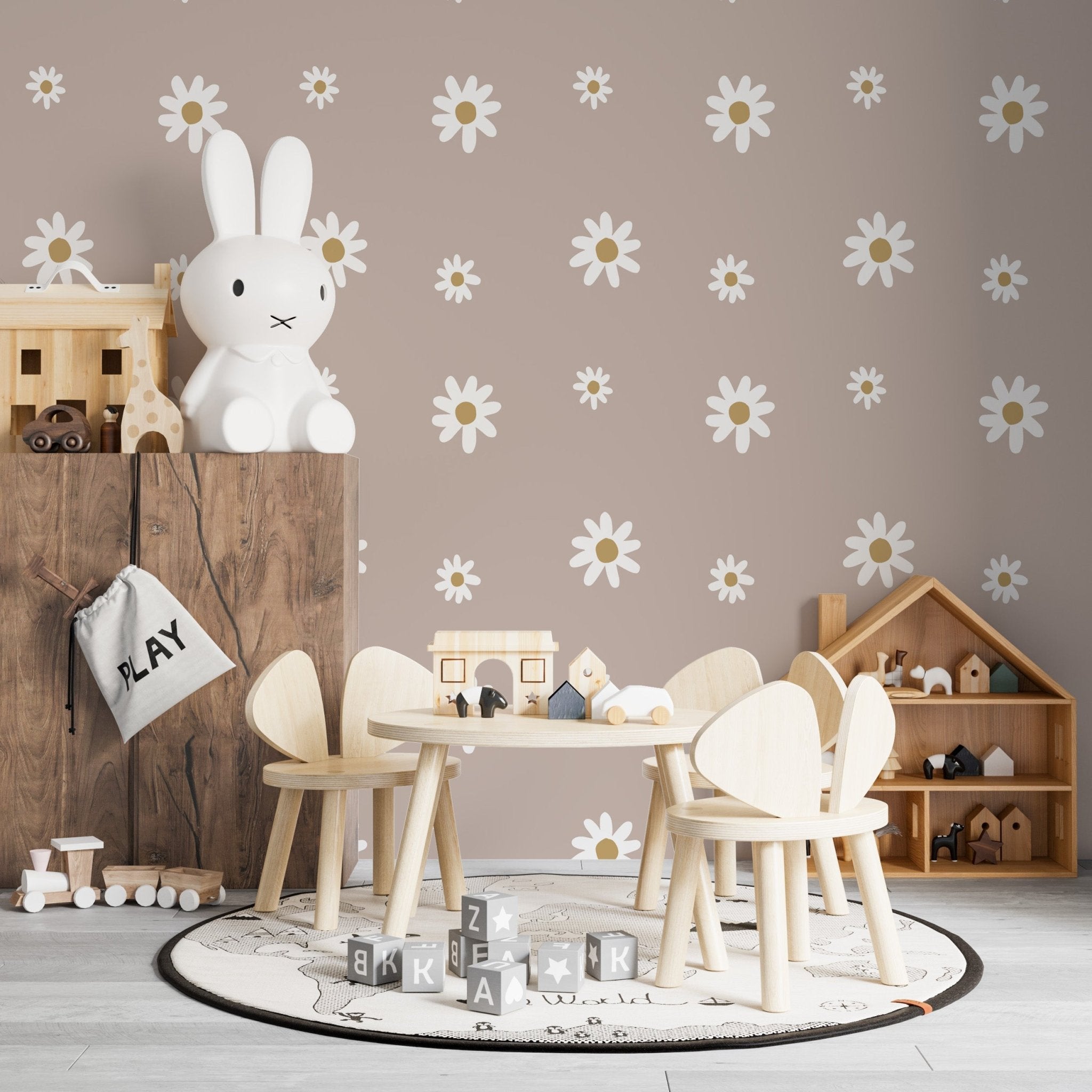 Large Daisy Floral Wallpaper Repeat Pattern - Munks and Me Wallpaper