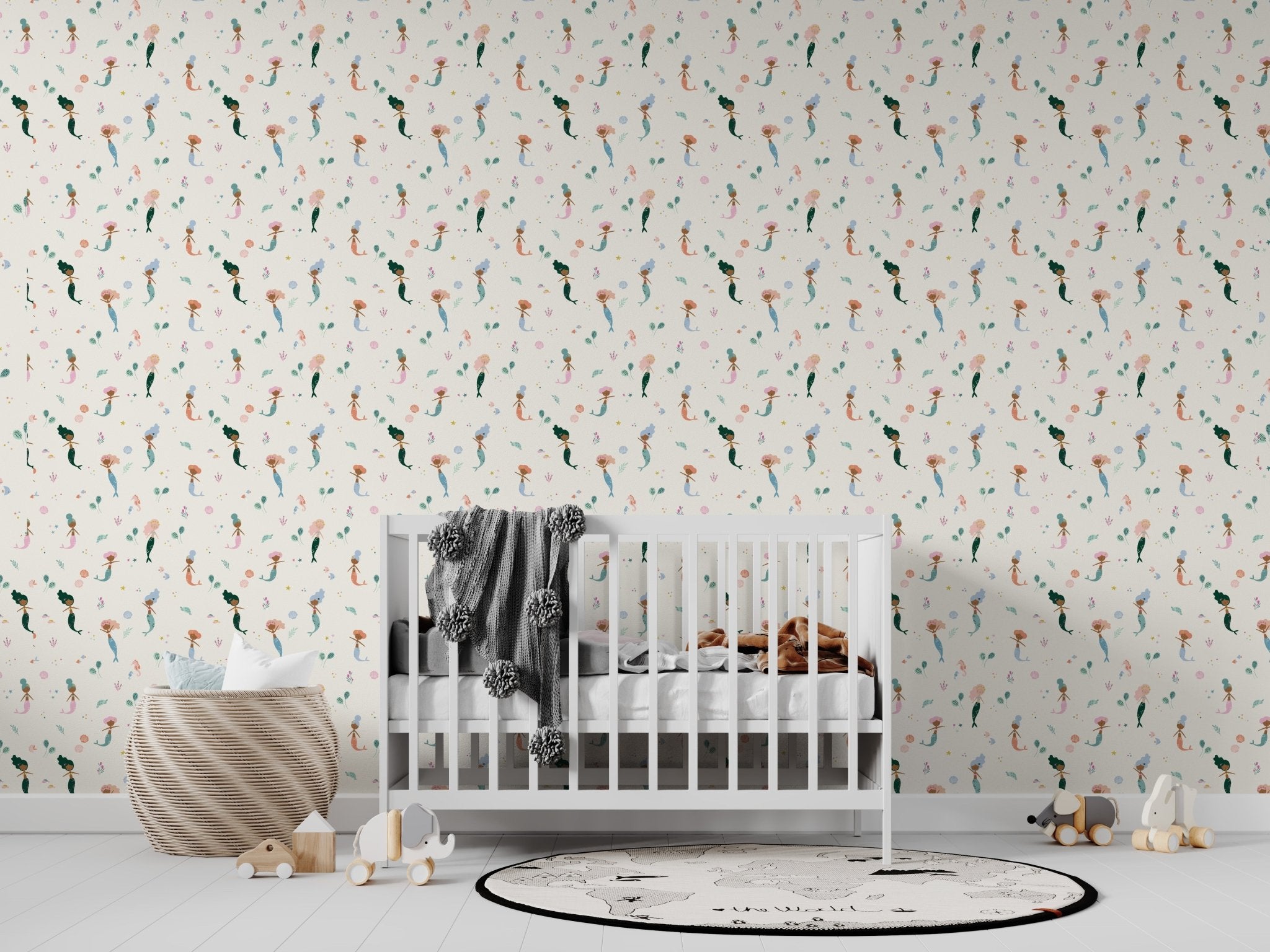 Mermaid Friends Repeat Pattern | Sample - Munks and Me Wallpaper