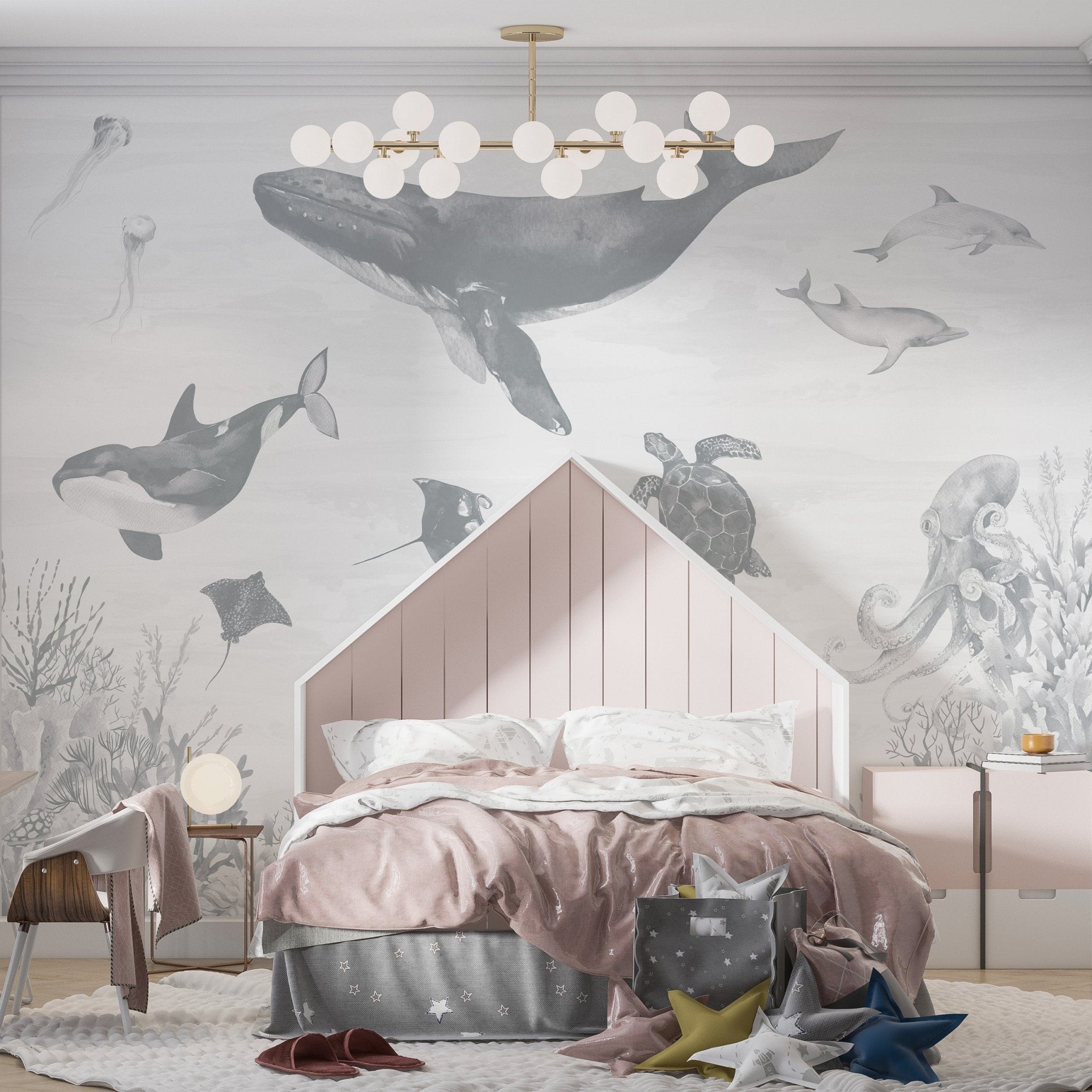Ocean Magic Wallpaper Mural | Blue - Munks and Me Wallpaper