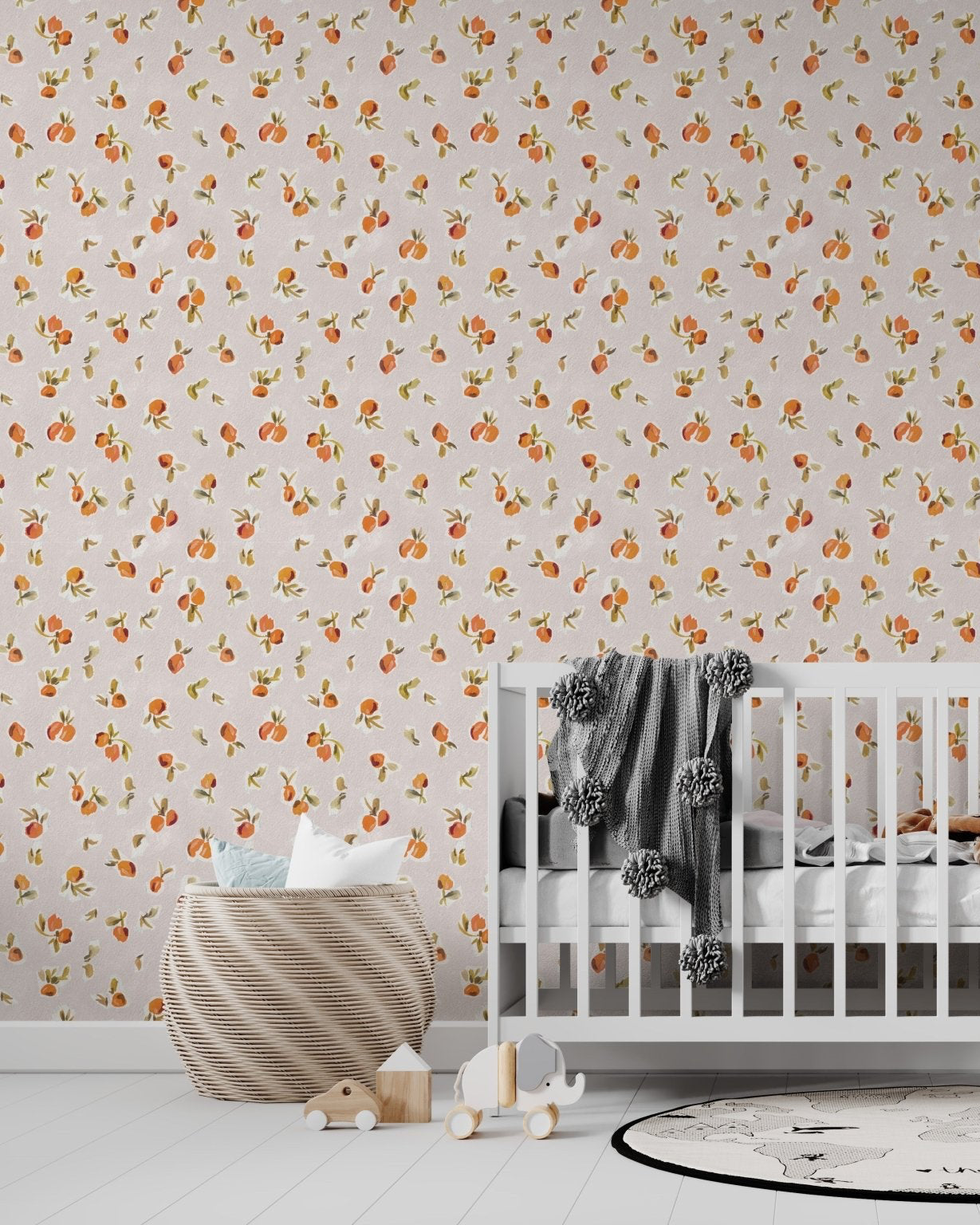 Ollies Oranges Repeat Pattern | Pink - Munks and Me Wallpaper