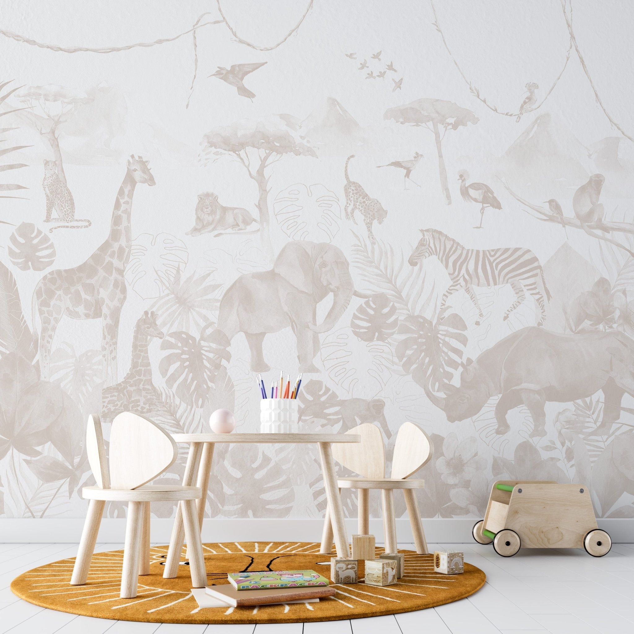 Paradise Jungle Wallpaper Mural | Neutral - Munks and Me Wallpaper