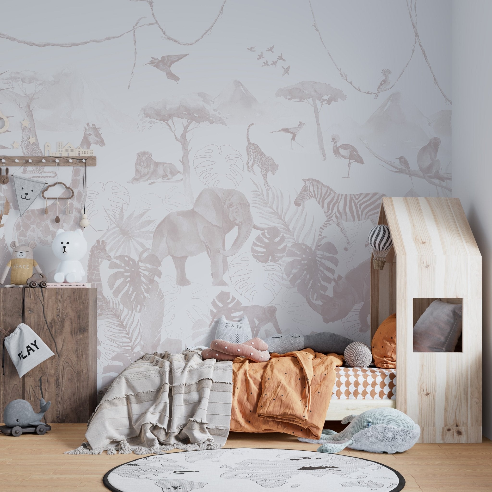 Paradise Jungle Wallpaper Mural | Rose - Munks and Me Wallpaper
