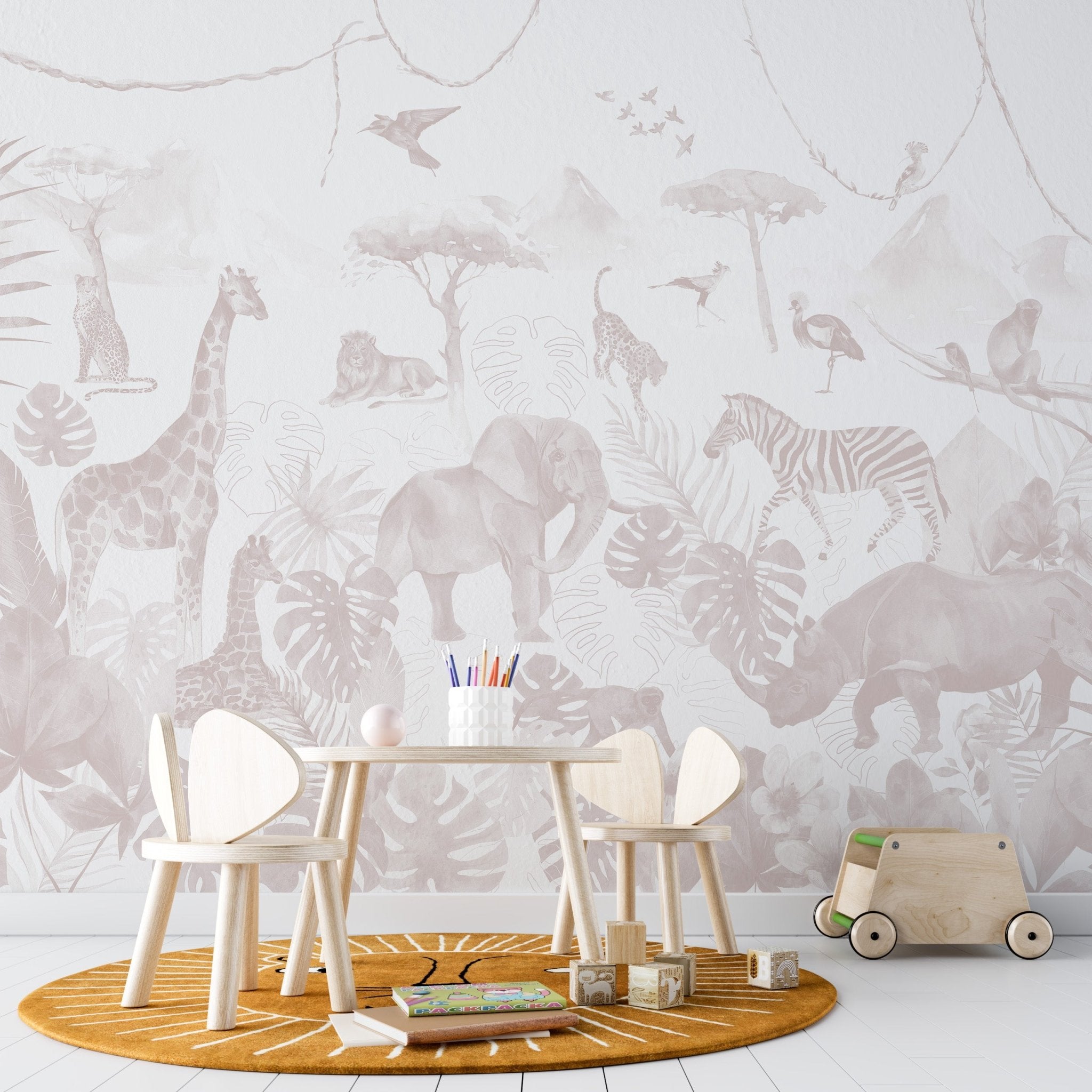 Paradise Jungle Wallpaper Mural | Rose - Munks and Me Wallpaper