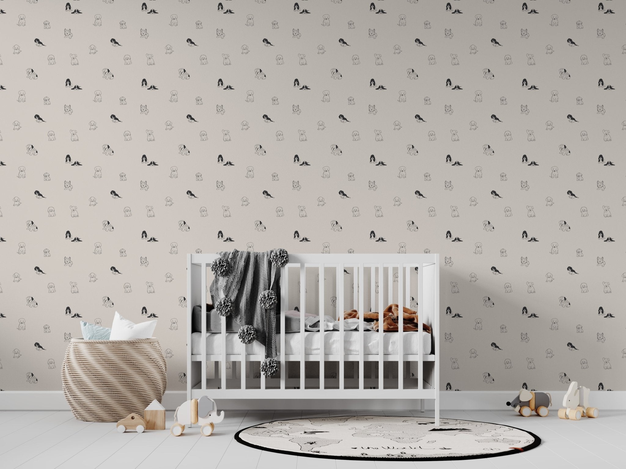 Puppy Dog Wallpaper Repeat Pattern | Sample - Munks and Me Wallpaper