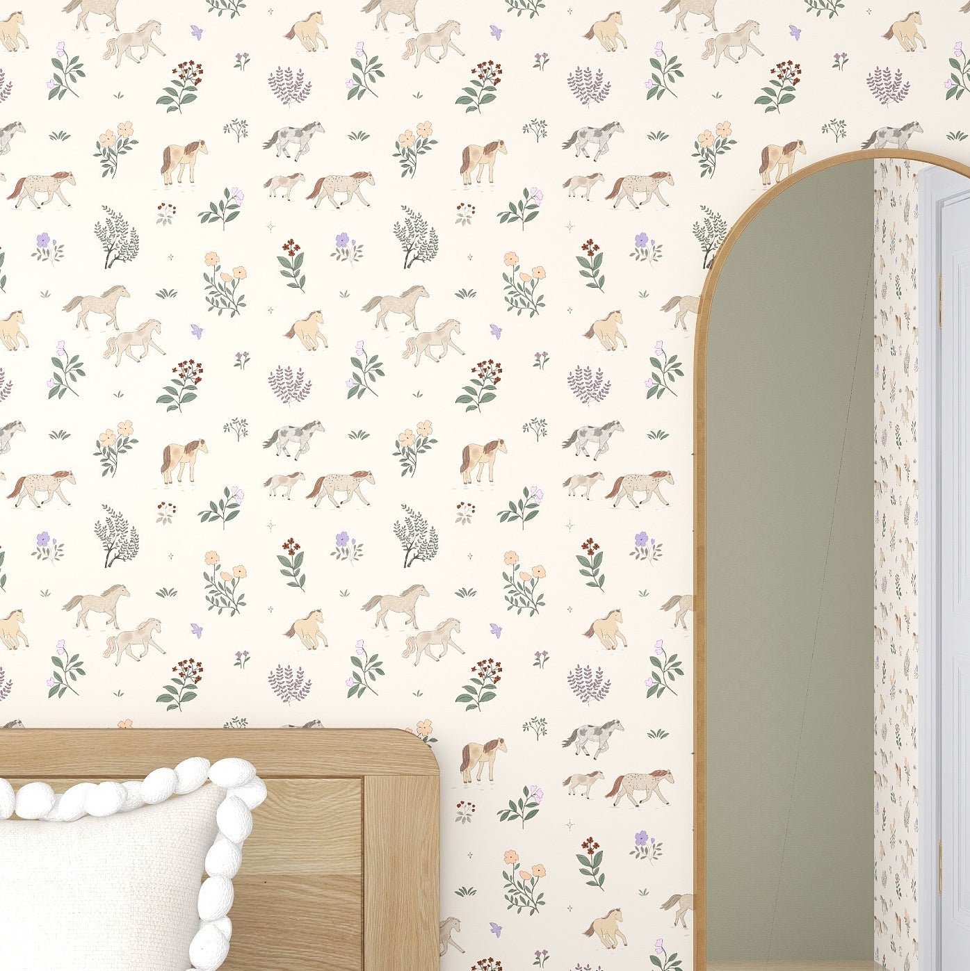 Quincy Horses Wallpaper Repeat | Sample - Munks and Me Wallpaper
