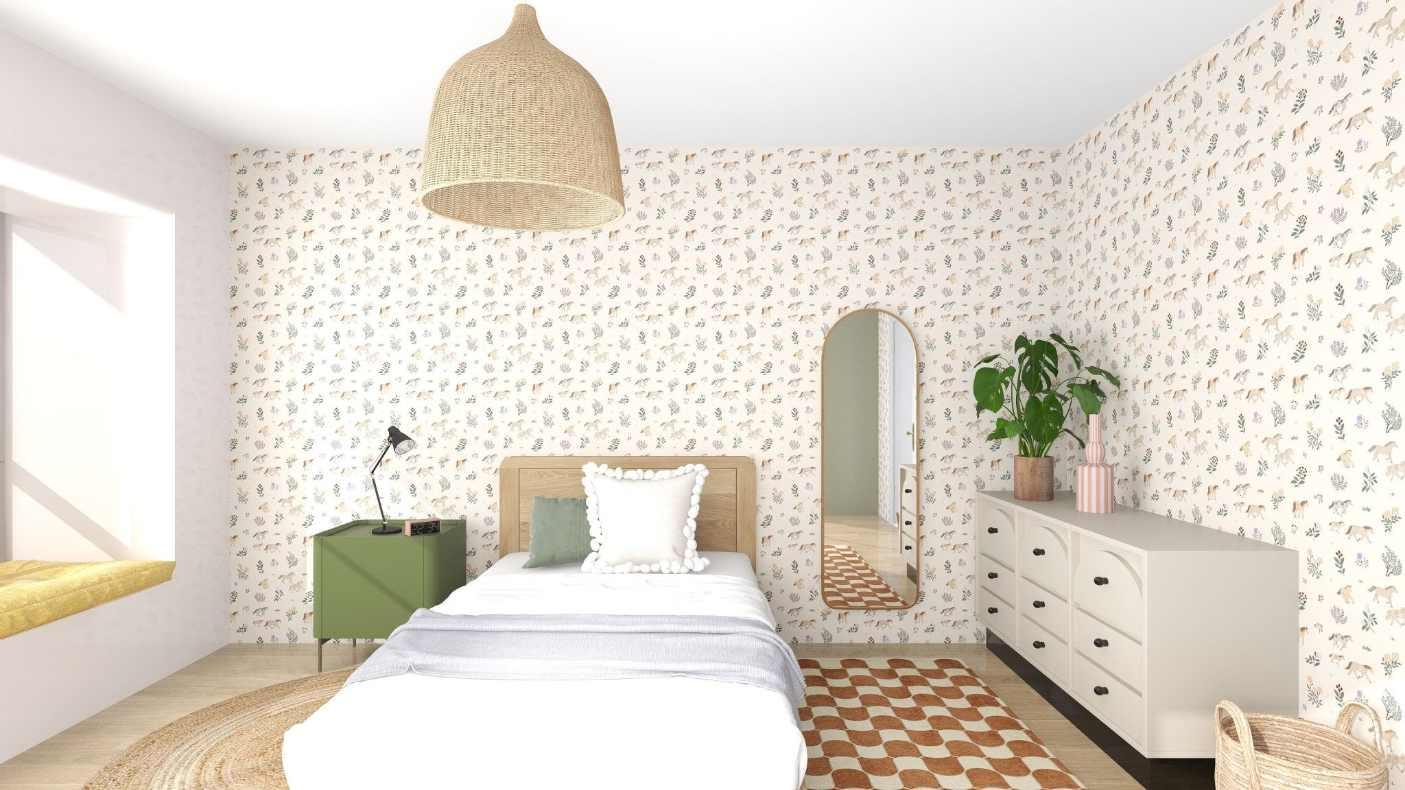 Quincy Horses Wallpaper Repeat | Sample - Munks and Me Wallpaper