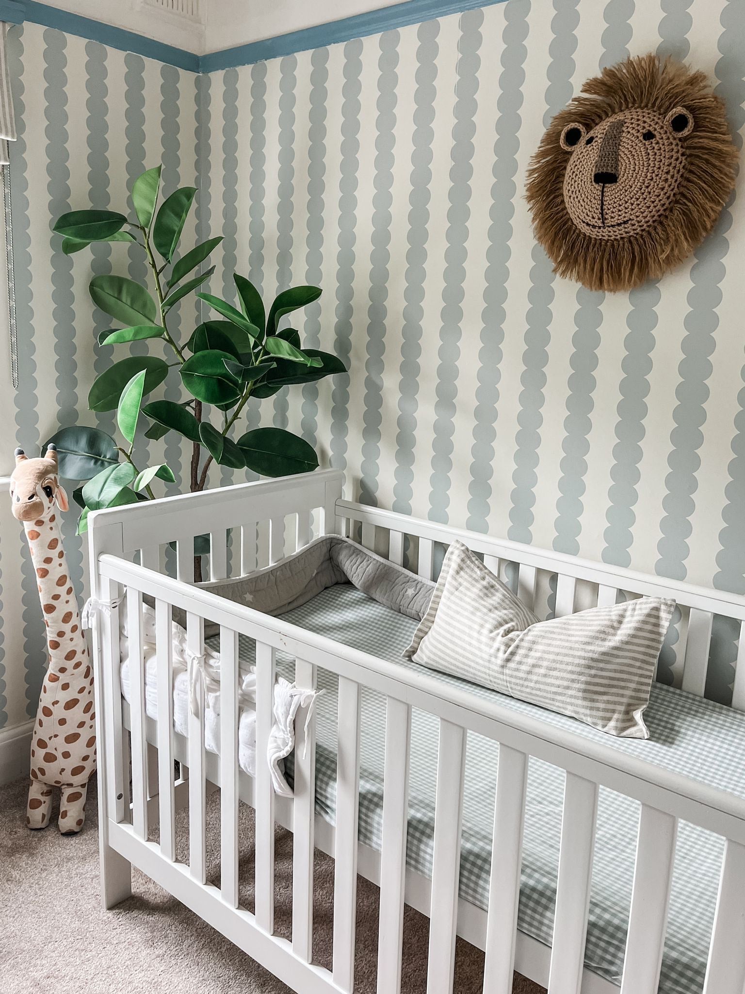 Scallop Stripe Wallpaper Blue | Sample - Munks and Me Wallpaper