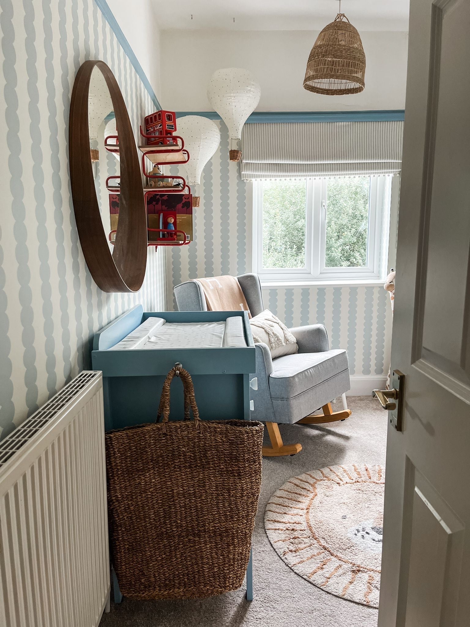Scallop Stripe Wallpaper Blue | Sample - Munks and Me Wallpaper