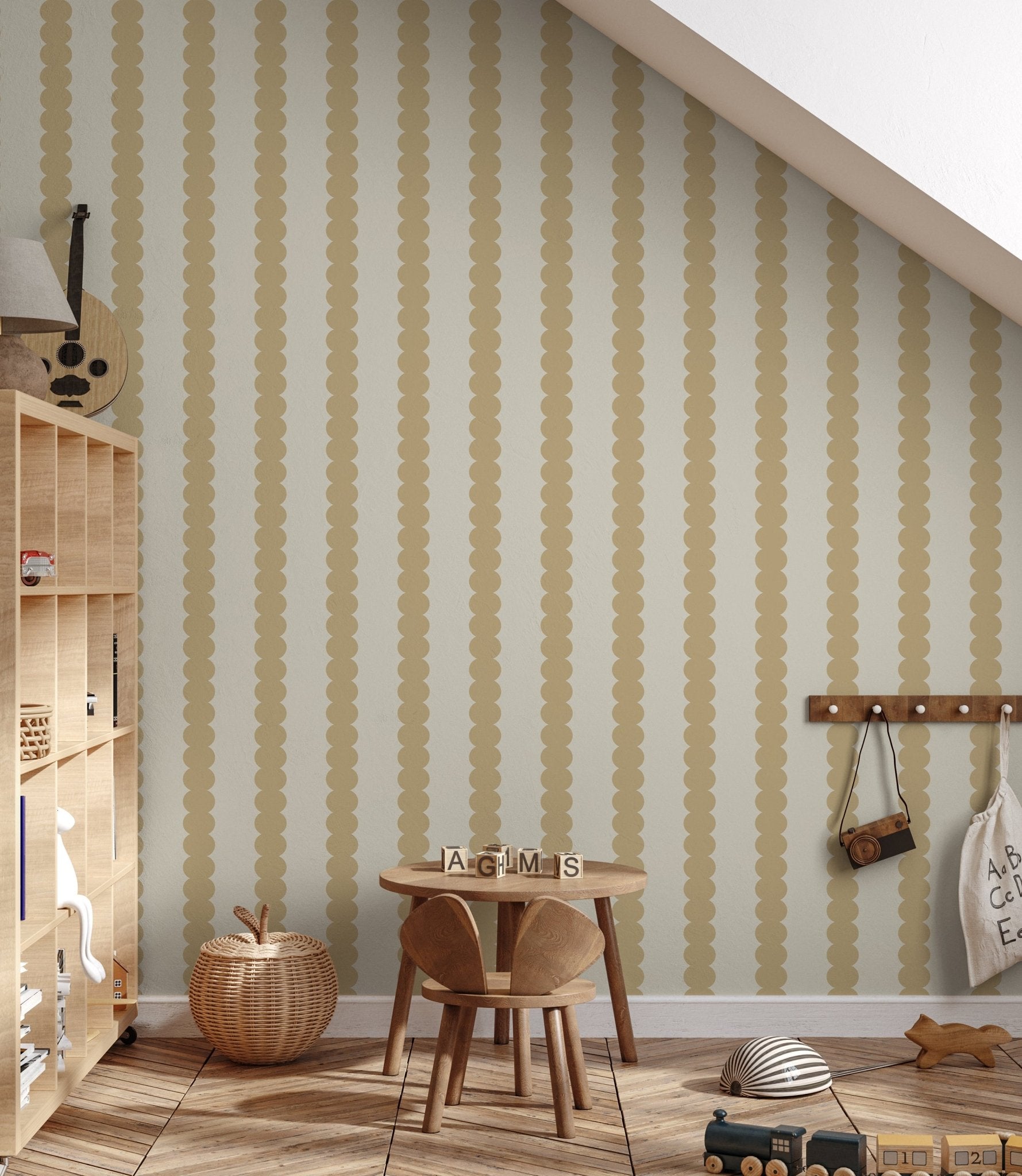 Scallop Stripe Wallpaper Yellow - Munks and Me Wallpaper
