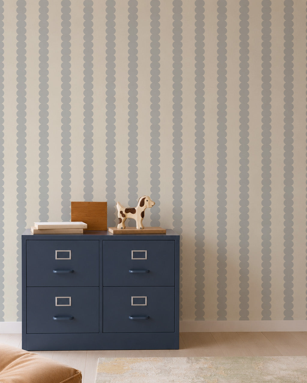 scallop_stripe_blue_ wallpaper for kids