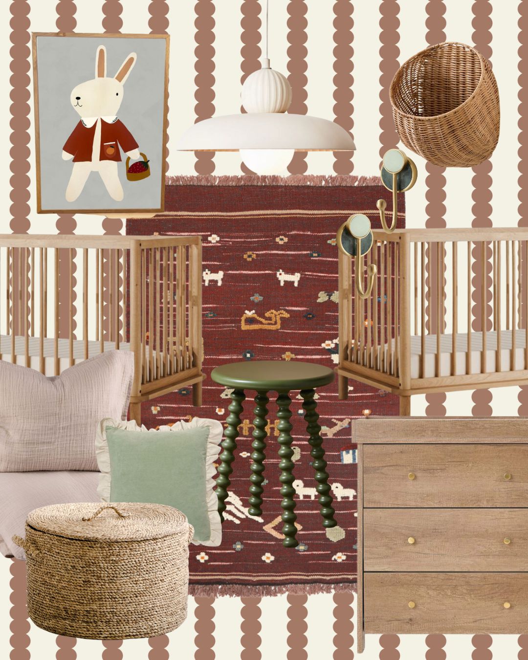 scallop stripe mocha wallpaper