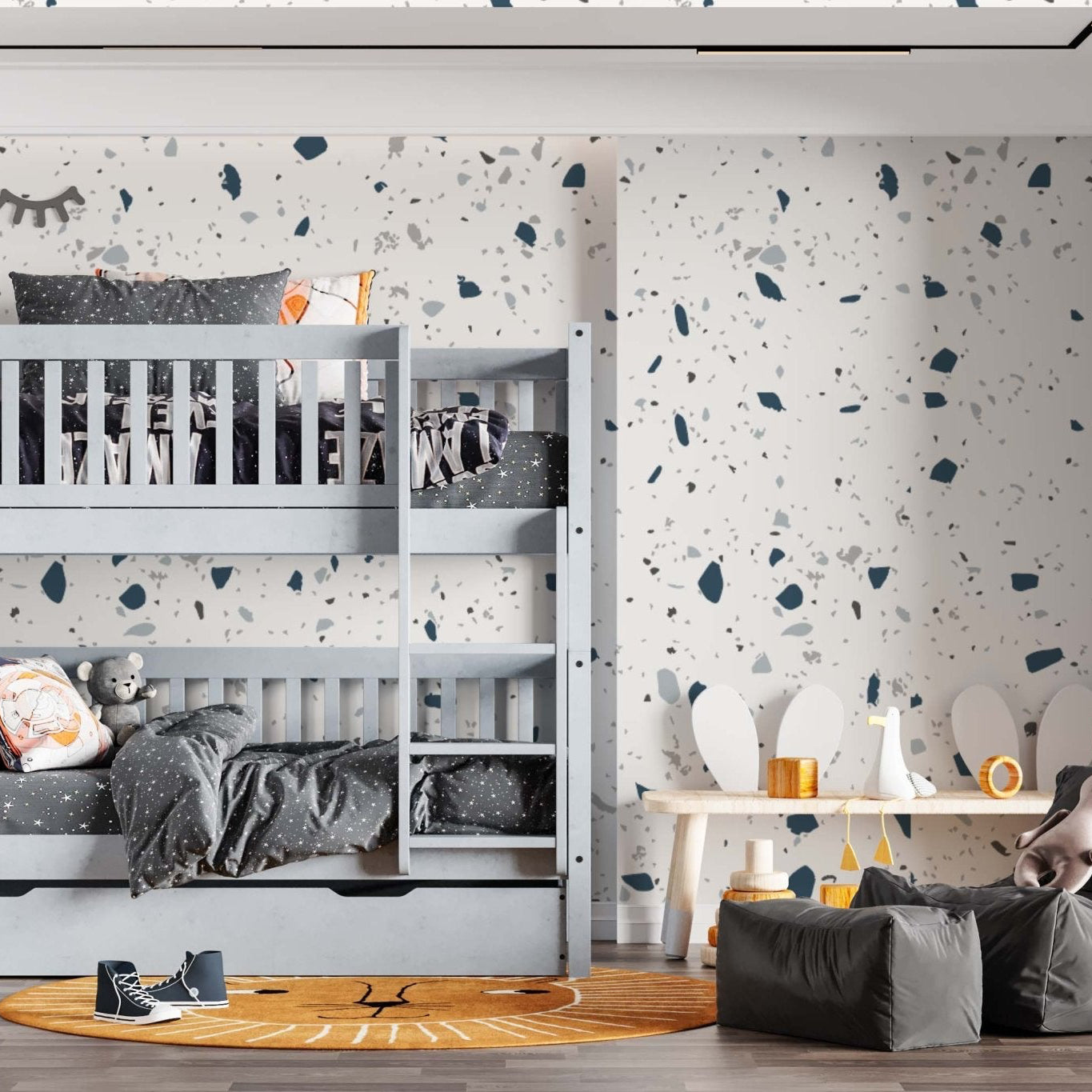 Terrazzo Wallpaper Repeat Pattern| Blue - Munks and Me Wallpaper