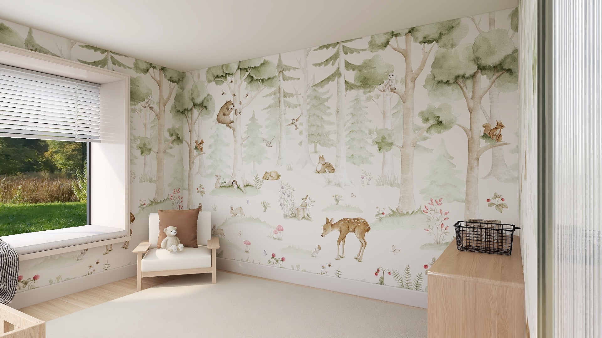 Woodland Friends Wallpaper Mural | Sample - Munks and Me Wallpaper
