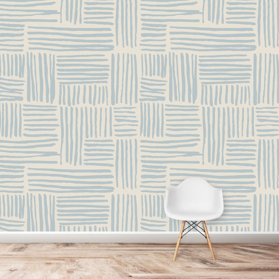 Brush Stroke Lines Wallpaper Repeat Pattern | Blue - Munks and Me Wallpaper
