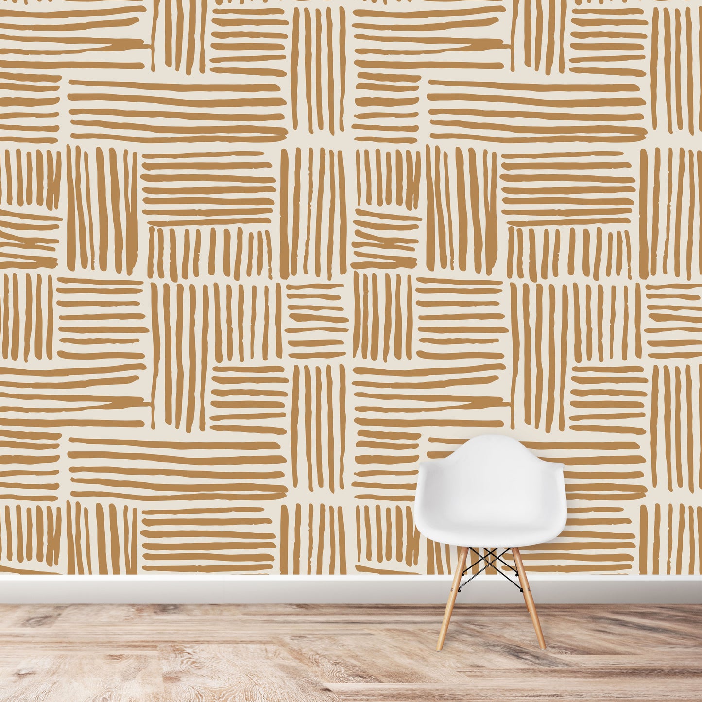 Brush Stroke Lines Wallpaper Repeat Pattern | Mustard - Munks and Me Wallpaper