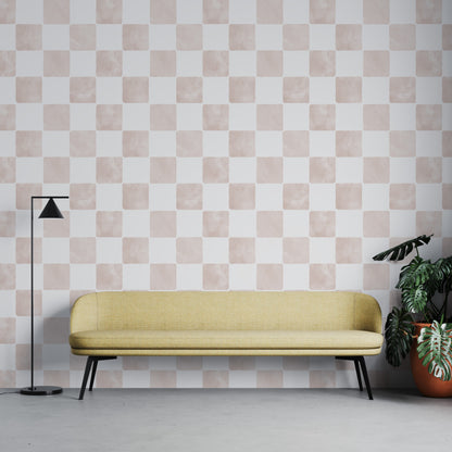 Billys Checkered Wallpaper Repeat Pattern | Pink - Munks and Me Wallpaper