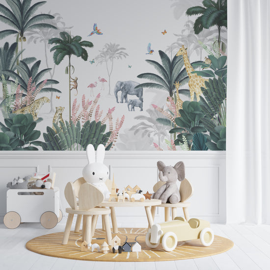 Leopard and Friends Jungle Wallpaper Mural - Munks and Me Wallpaper