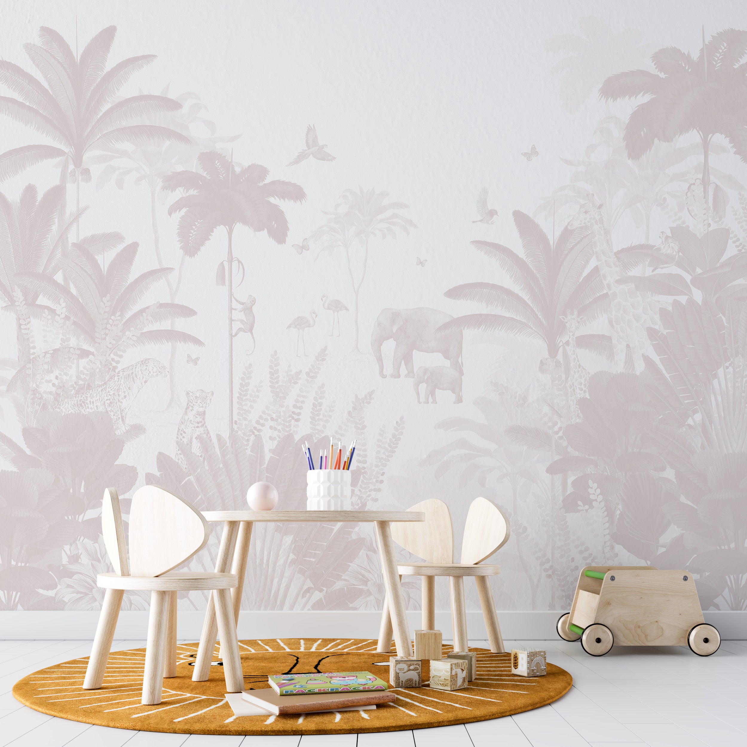 Leopard and Friends Wallpaper Mural | Rose - Munks and Me Wallpaper