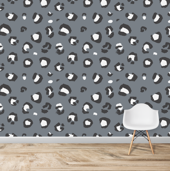 Leopard Print Wallpaper Repeat Pattern | Blue - Munks and Me Wallpaper